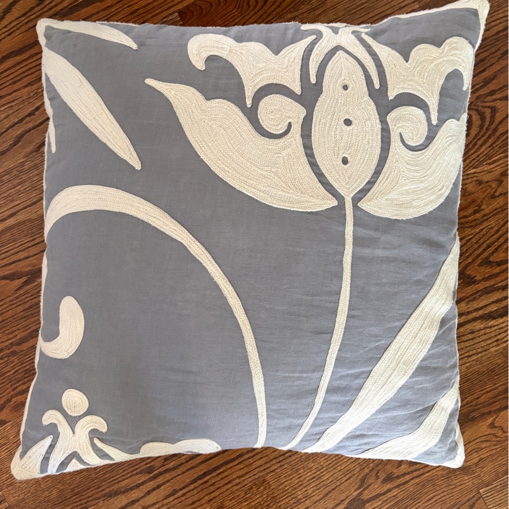 Serena & Lily embroidered 24” pillow cover